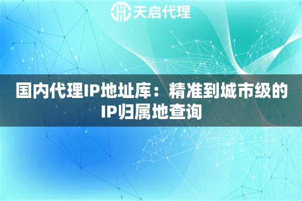 国内代理IP地址库：精准到城市级的IP归属地查询