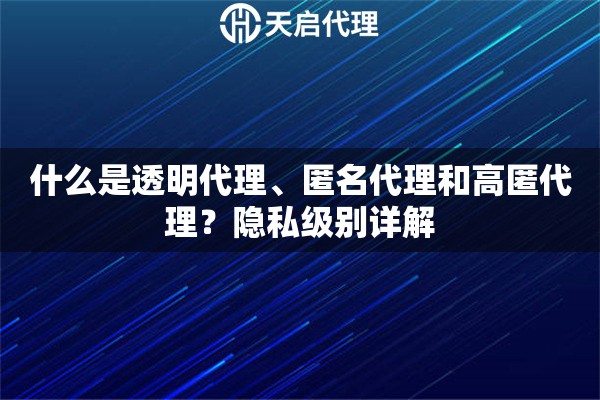 什么是透明代理、匿名代理和高匿代理？隐私级别详解