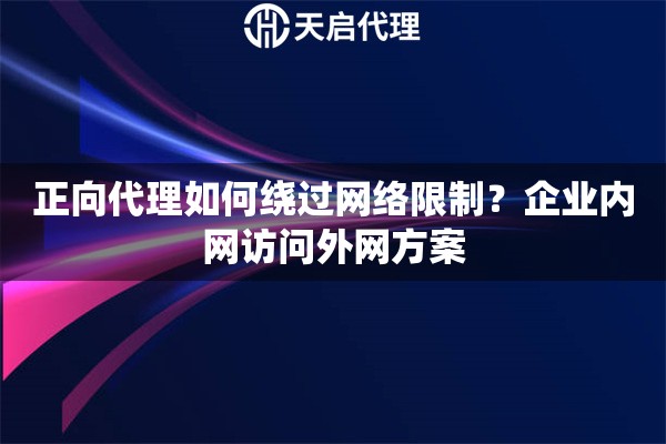 正向代理如何绕过网络限制？企业内网访问外网方案