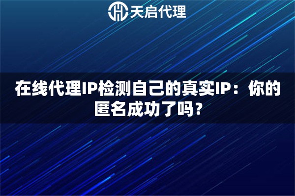 在线代理IP检测自己的真实IP：你的匿名成功了吗？