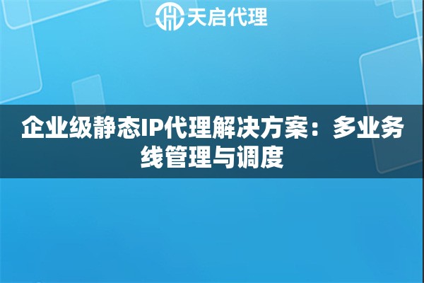 企业级静态IP代理解决方案：多业务线管理与调度