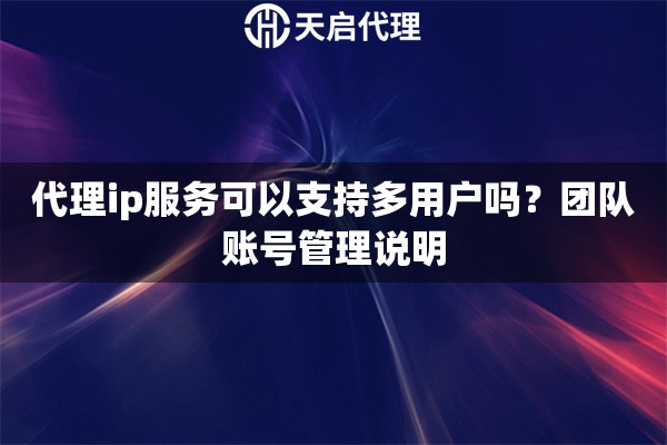 详细阅读:代理ip服务可以支持多用户吗?团队账号管理说明 代理ip服务可以支持多用户吗?团队账号管理说明