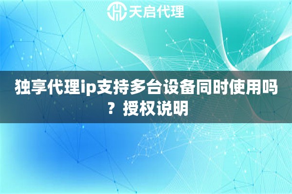 独享代理ip支持多台设备同时使用吗?授权说明 独享代理ip支持多台设备同时使用吗?授权说明