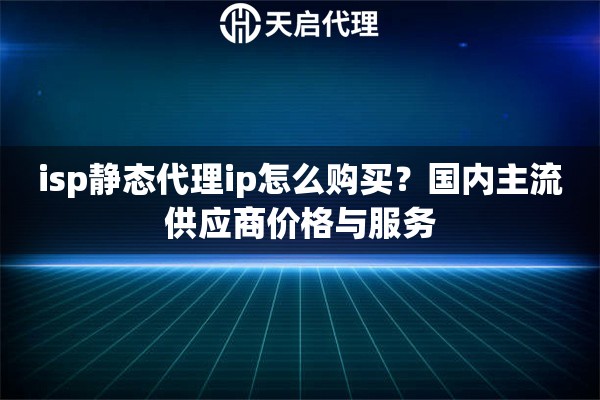 isp静态代理ip怎么购买?国内主流供应商价格与服务 isp静态代理ip怎么购买?国内主流供应商价格与服务