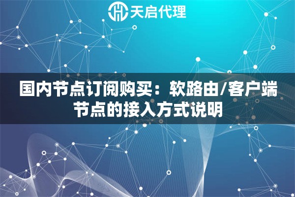 国内节点订阅购买:软路由/客户端节点的接入方式说明 国内节点订阅购买:软路由/客户端节点的接入方式说明