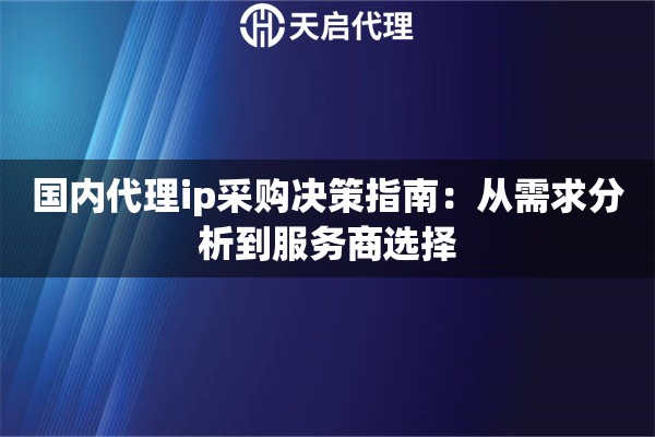 国内代理ip采购决策指南：从需求分析到服务商选择
