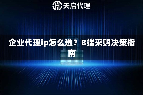 企业代理ip怎么选？B端采购决策指南
