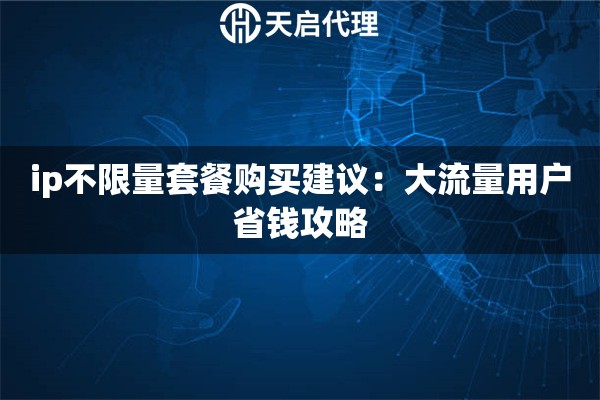 ip不限量套餐购买建议：大流量用户省钱攻略