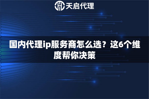 国内代理ip服务商怎么选？这6个维度帮你决策