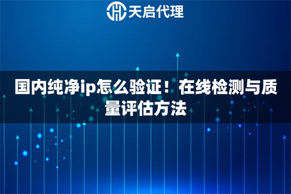 国内纯净ip怎么验证！在线检测与质量评估方法