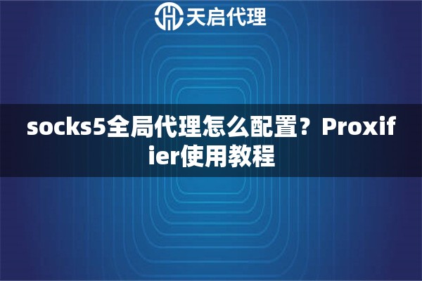 socks5全局代理怎么配置？Proxifier使用教程