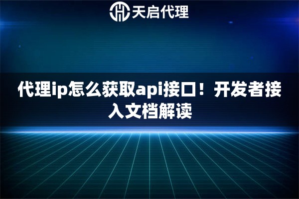 代理ip怎么获取api接口！开发者接入文档解读
