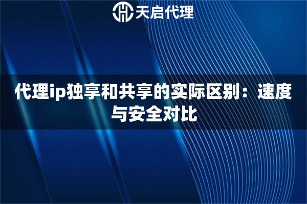 代理ip独享和共享的实际区别：速度与安全对比