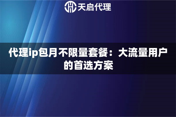 代理ip包月不限量套餐：大流量用户的首选方案