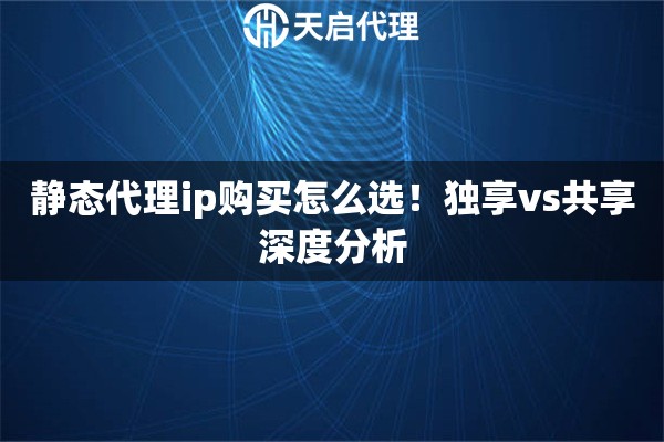 静态代理ip购买怎么选！独享vs共享深度分析