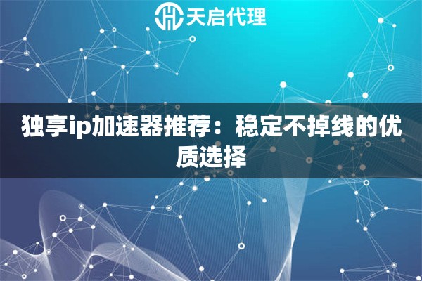 独享ip加速器推荐：稳定不掉线的优质选择