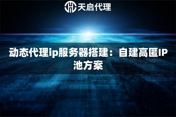 动态代理ip服务器搭建：自建高匿IP池方案