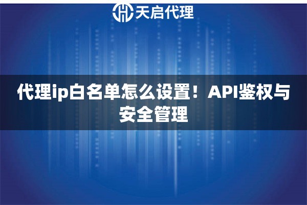 代理ip白名单怎么设置！API鉴权与安全管理