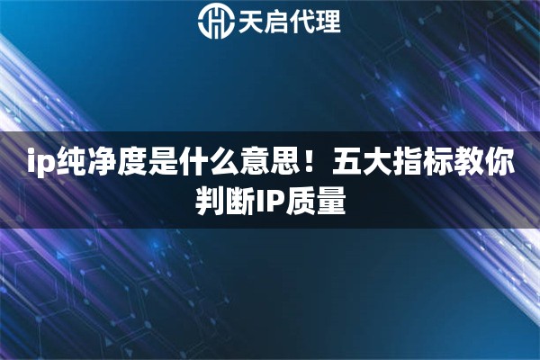 ip纯净度是什么意思！五大指标教你判断IP质量