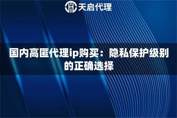 国内高匿代理ip购买：隐私保护级别的正确选择