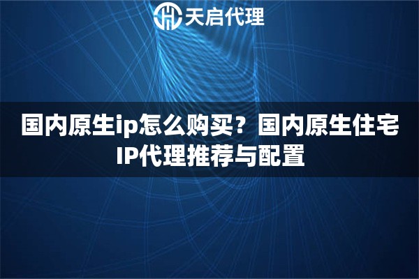 国内原生ip怎么购买?国内原生住宅IP代理推荐与配置 国内原生ip怎么购买?国内原生住宅IP代理推荐与配置