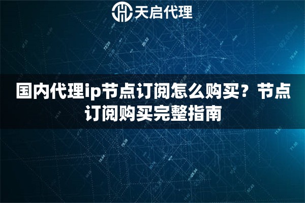 国内代理ip节点订阅怎么购买？节点订阅购买完整指南