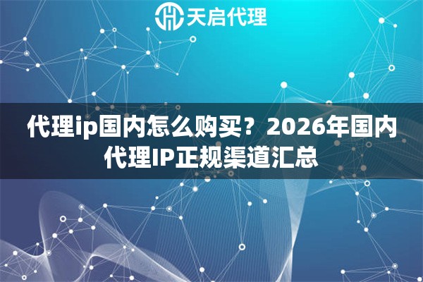 代理ip国内怎么购买？2026年国内代理IP正规渠道汇总