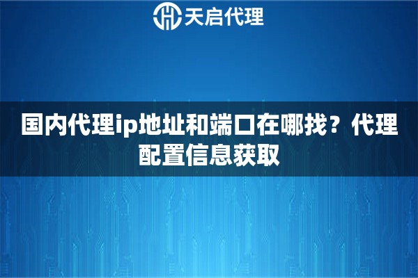 国内代理ip地址和端口在哪找？代理配置信息获取