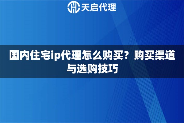 国内住宅ip代理怎么购买?购买渠道与选购技巧 国内住宅ip代理怎么购买?购买渠道与选购技巧