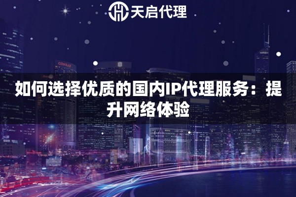 如何选择优质的国内IP代理服务：提升网络体验
