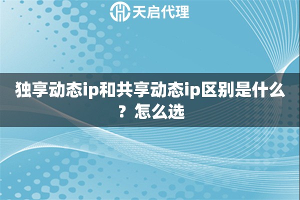 独享动态ip和共享动态ip区别是什么?怎么选 独享动态ip和共享动态ip区别是什么?怎么选