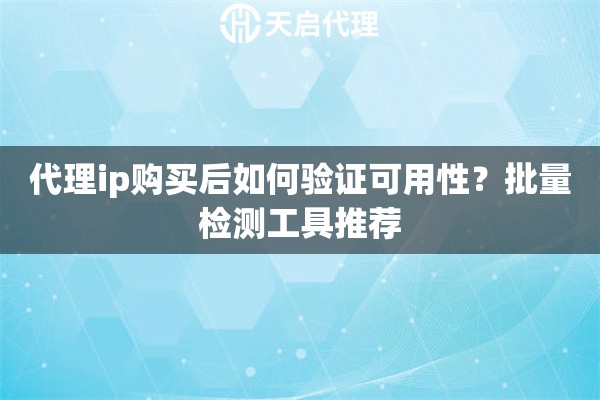 代理ip购买后如何验证可用性？批量检测工具推荐