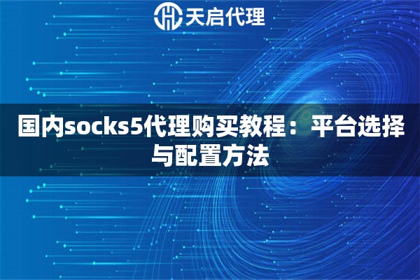 国内socks5代理购买教程:平台选择与配置方法 国内socks5代理购买教程:平台选择与配置方法
