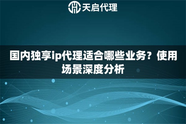 国内独享ip代理适合哪些业务?使用场景深度分析 国内独享ip代理适合哪些业务?使用场景深度分析