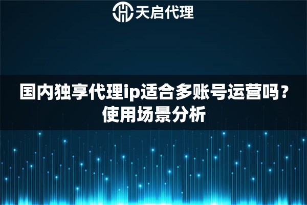国内独享代理ip适合多账号运营吗?使用场景分析 国内独享代理ip适合多账号运营吗?使用场景分析
