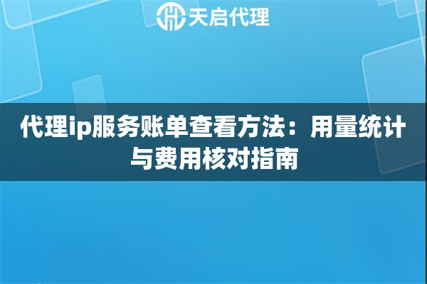 代理ip服务账单查看方法:用量统计与费用核对指南 代理ip服务账单查看方法:用量统计与费用核对指南