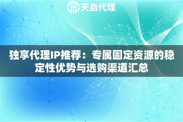独享代理IP推荐:专属固定资源的稳定性优势与选购渠道汇总 独享代理IP推荐:专属固定资源的稳定性优势与选购渠道汇总