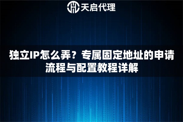 独立IP怎么弄？专属固定地址的申请流程与配置教程详解