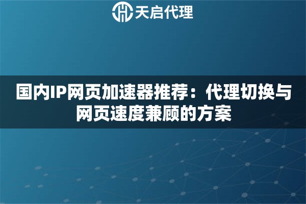 国内IP网页加速器推荐：代理切换与网页速度兼顾的方案