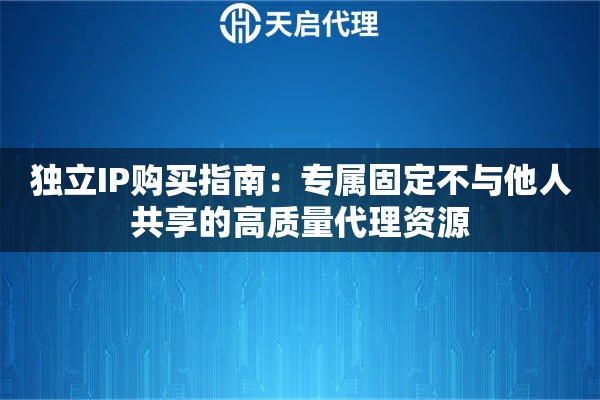 独立IP购买指南：专属固定不与他人共享的高质量代理资源