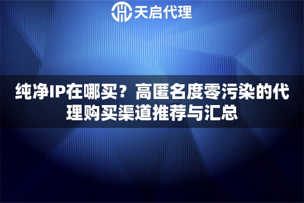 纯净IP在哪买?高匿名度零污染的代理购买渠道推荐与汇总 纯净IP在哪买?高匿名度零污染的代理购买渠道推荐与汇总