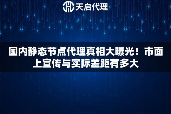 国内静态节点代理真相大曝光！市面上宣传与实际差距有多大