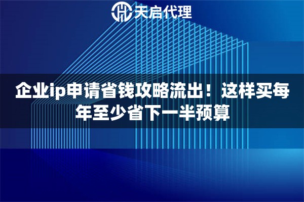 企业ip申请省钱攻略流出!这样买每年至少省下一半预算 企业ip申请省钱攻略流出!这样买每年至少省下一半预算