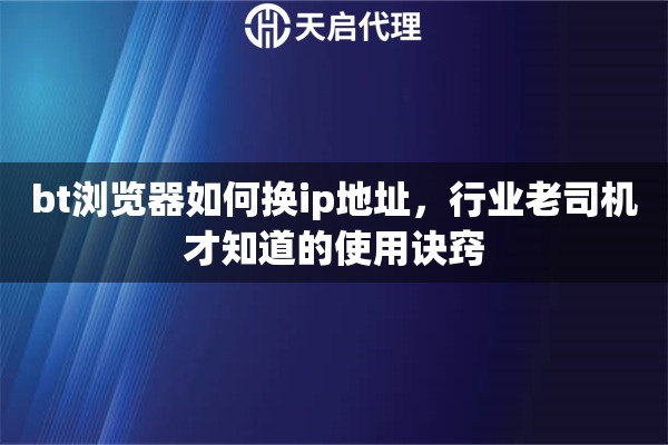 bt浏览器如何换ip地址，行业老司机才知道的使用诀窍
