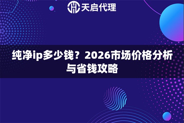 纯净ip多少钱？2026市场价格分析与省钱攻略