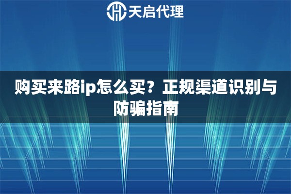 购买来路ip怎么买?正规渠道识别与防骗指南 购买来路ip怎么买?正规渠道识别与防骗指南