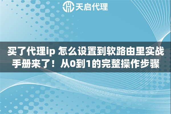 买了代理ip 怎么设置到软路由里实战手册来了！从0到1的完整操作步骤