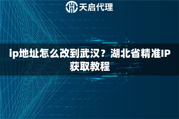 ip地址怎么改到武汉?湖北省精准IP获取教程 ip地址怎么改到武汉?湖北省精准IP获取教程
