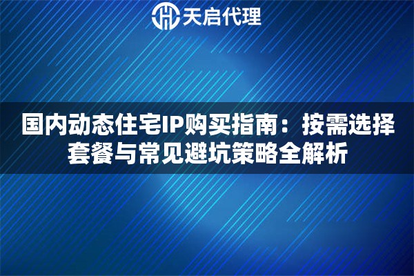 国内动态住宅IP购买指南：按需选择套餐与常见避坑策略全解析