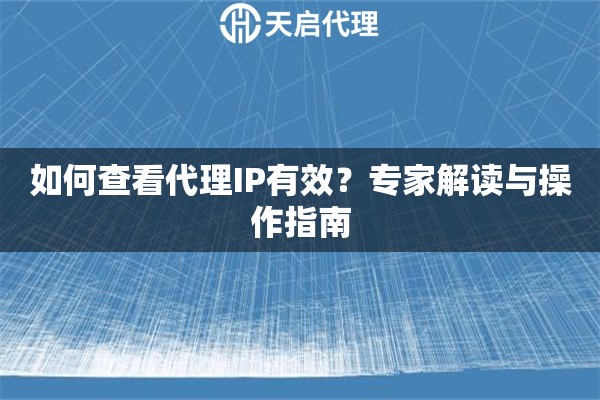 如何查看代理IP有效？专家解读与操作指南